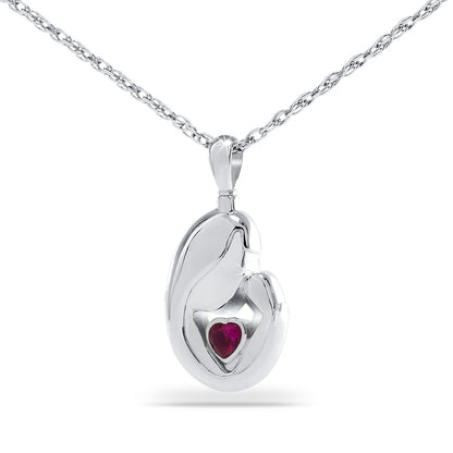 Mother's Love Red Stone Steel Keepsake
