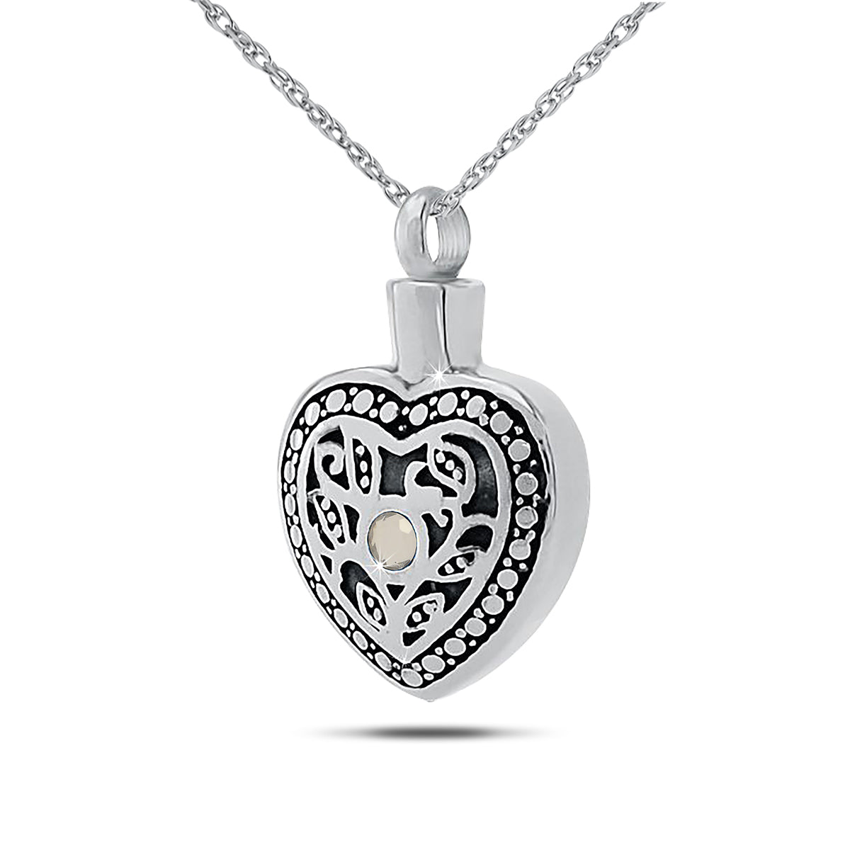 April w/ Clear Zirconia Stainless Steel Keepsake